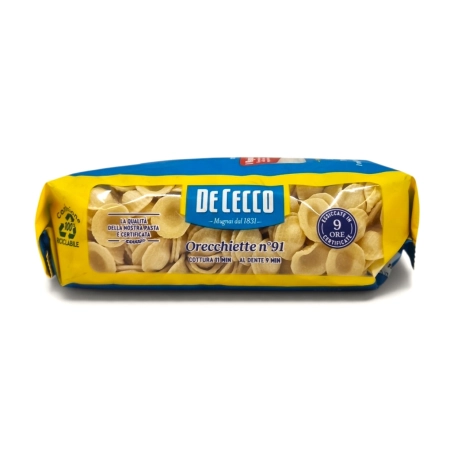 De Cecco Orecchiette N.91 Makaron z Pszenicy Durum 500 g - klasyczny kształt małych uszek prosto z Apulii